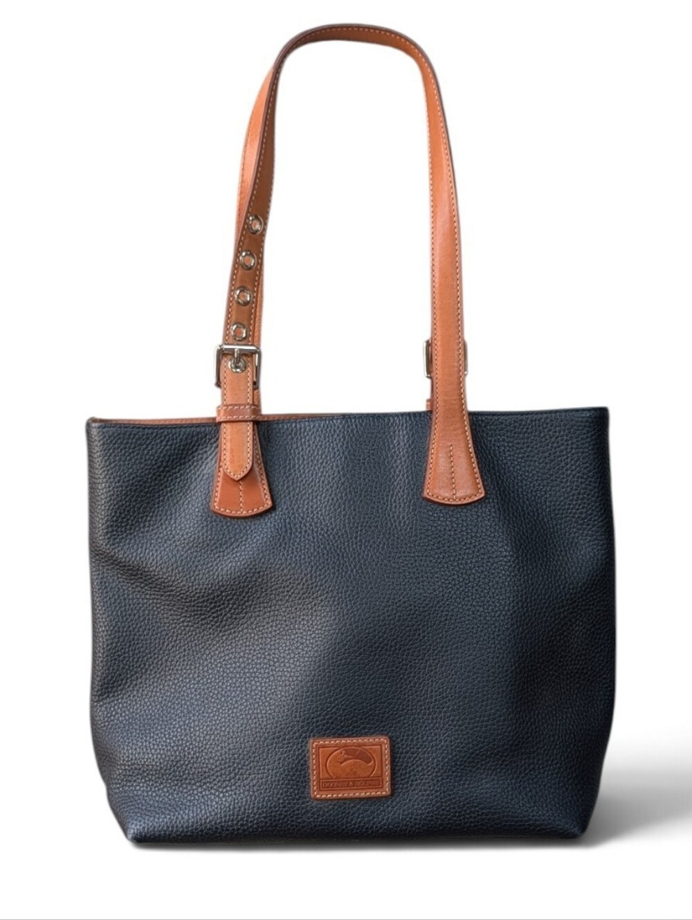 Dooney & Bourke, Midnight Blue Large Pebble Leather Tote With Rich Red Lining